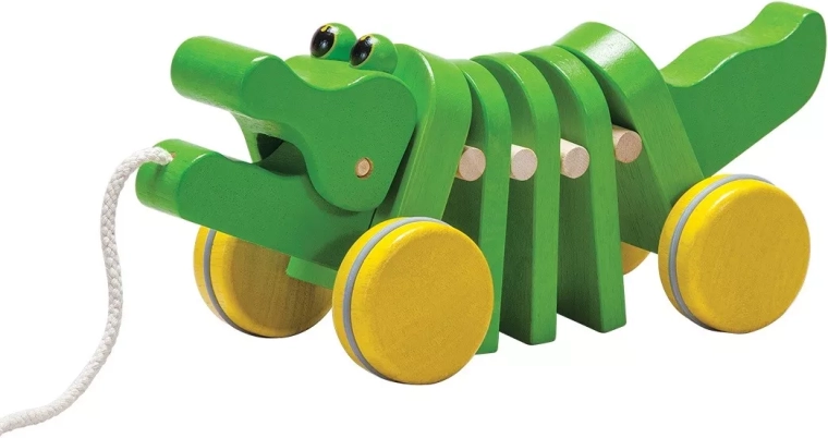 Tantsiv krokodill PlanToys – puidust järelveetav mänguasi