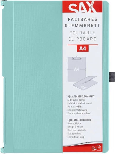 Suletavad kirjutamisaluskaustad klambriga SAX A4 rohekassinised
