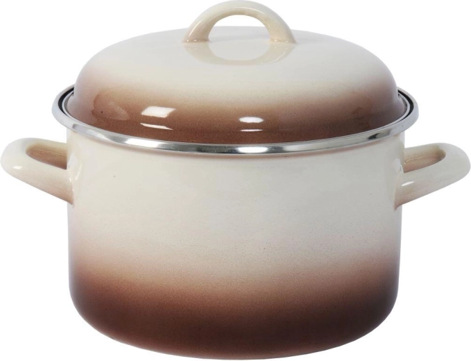 Enamel pot with lid 20 cm, 4 l CAPUCCINO