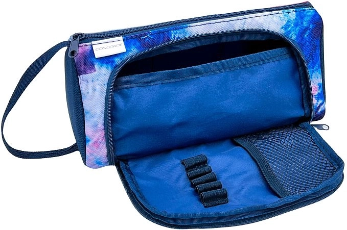Pouch with marble pattern and side pocket