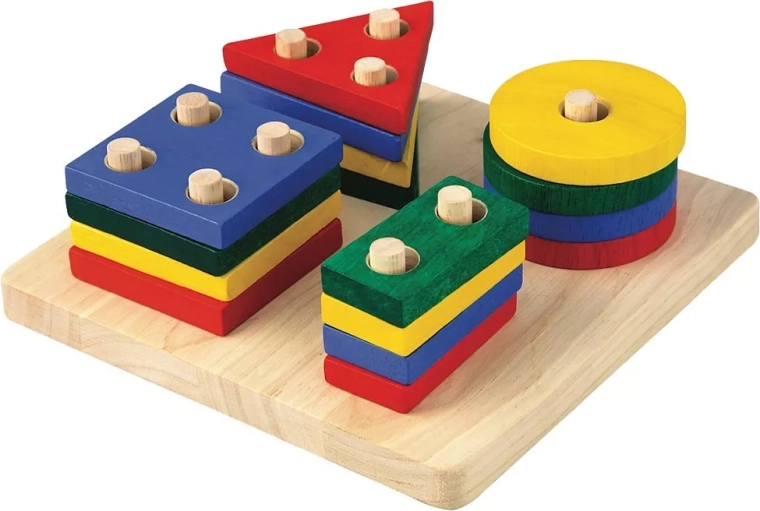 PlanToys puidust virnastuslaud geomeetriliste kujunditega