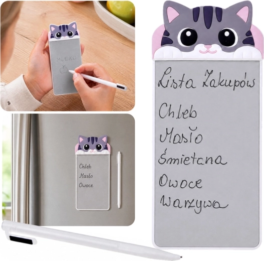Magnetic fridge memo board cat with stylus - 1 piece