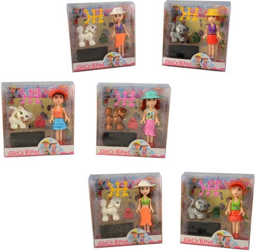 Mini play set with a doll and pet 12 cm - 1 piece