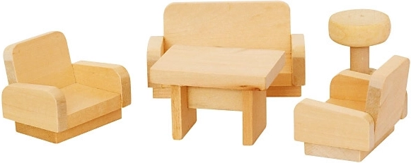 MaDe puidust mööbel nukkudele – elutuba