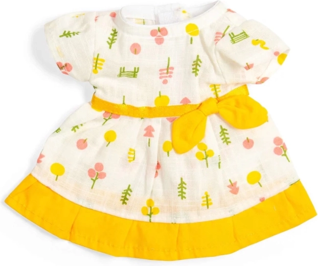 Bigjigs Toys patterned dress with yellow trim for a 28 cm doll