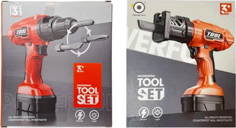 Kids' 2-in-1 Electric Drill Toy, Battery-Powered