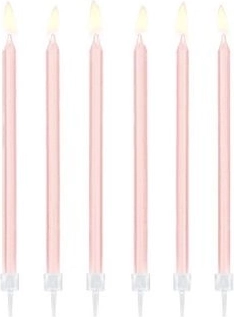 Sünnipäevaküünlad siledad heleroosad 14 cm (12 tk)