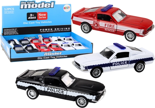 Metal Police and Fire Truck 1:32 with Friction Drive