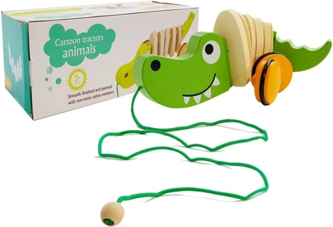 Puidust tõmmatav krokodill 18 cm