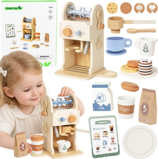 Tooky Toy puidust kohvimasin lastele – barista komplekt