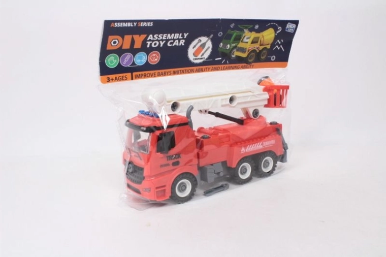 Fire truck with lifting arm 28 cm – screw-together construction set