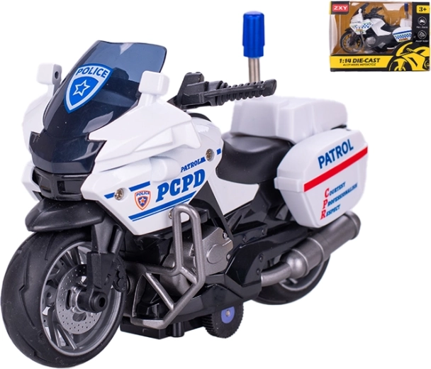 Metal Police Motorcycle 1:14 with pull-back action