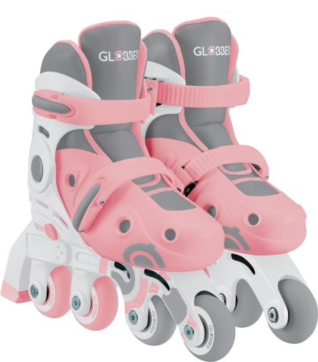 Learning Skates 2-in-1 Kids Adjustable Inline Skates, Pastel Pink, 26–29
