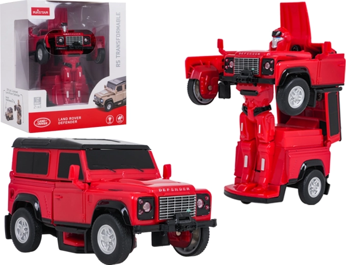 Transformeeruv auto ja robot Land Rover Defender RASTAR 1:32, punane