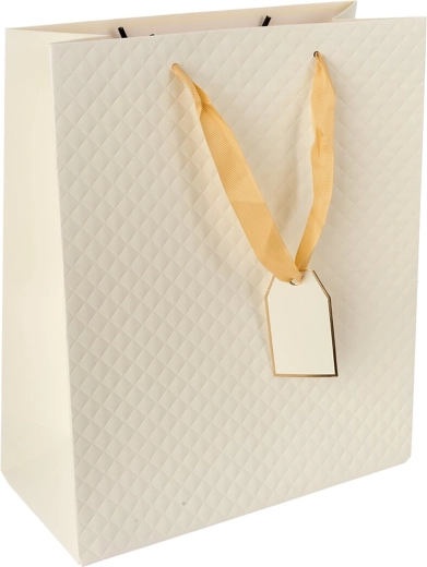 Kingituseks mõeldud paberkott beež quilt 26 × 12 × 32 cm