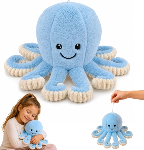 Plüüsist kaheksajalg elastsete kombitsatega, sinine 30 cm – 1 tk