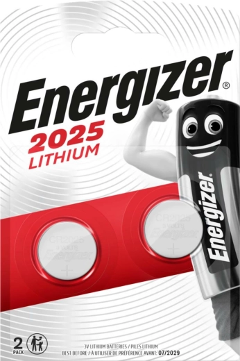 Energizer lithium coin battery CR2025, 3 V (pack of 2)