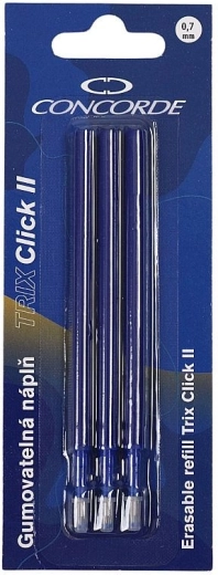 Refill for erasable gel pen blue CONCORDE TRIX Click II, 3 pcs
