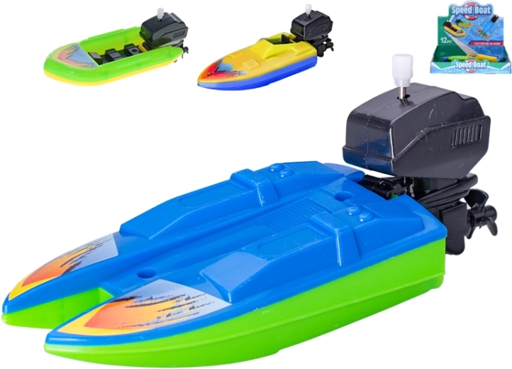 Wind-up plastic boat for bathtub and kiddie pool for children