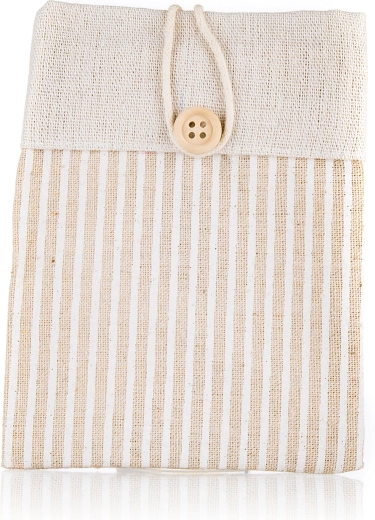Dekoratiivne puuvillane kotike Nature triipudega, helepruun 10,5 × 14 cm
