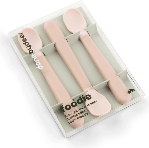 Done by Deer Easy-grip Foodie kids' spoons, pink, 3 pcs