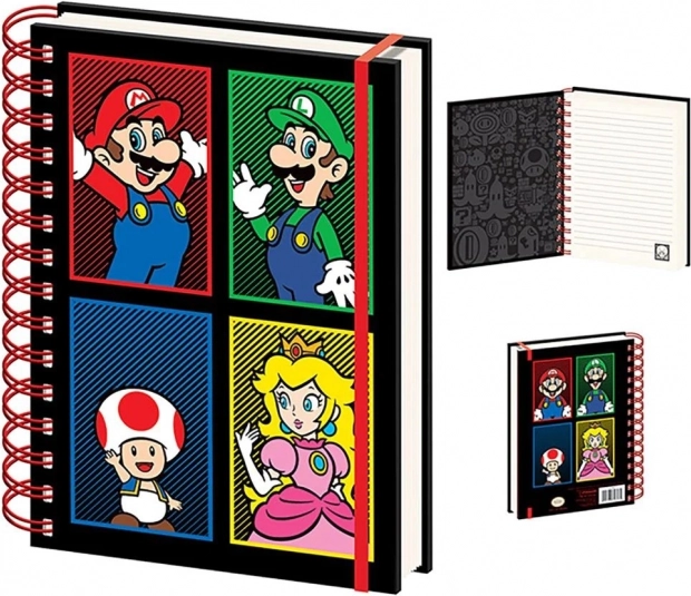 Spiraalplokk A5 SUPER MARIO – jooneline, 4 värvi