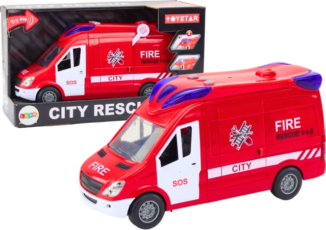 Fire truck with lights and sounds with opening doors, red