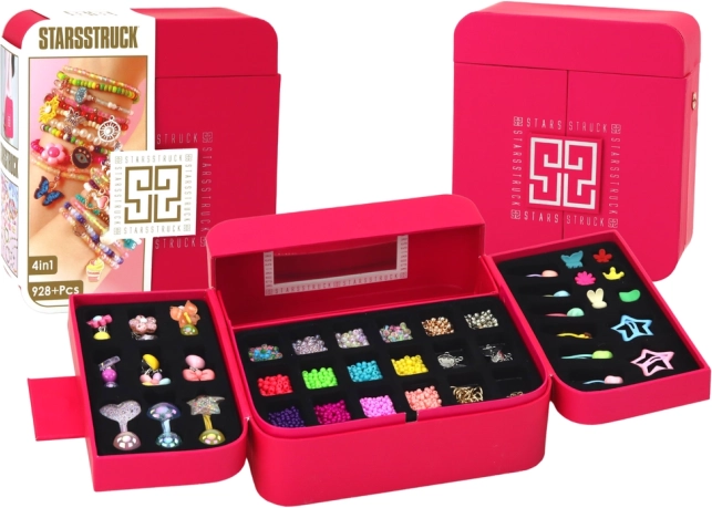 Creative jewelry-making set in a jewelry box with accessories