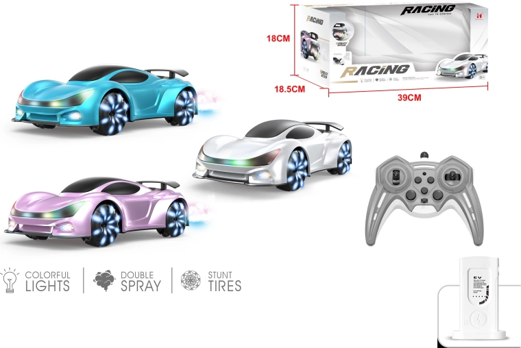 RC elektriauto kaugjuhtimisega, efektidega 24 cm – sinine – 1 tk