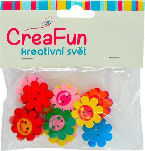 Puidust nööbid lillemotiiviga – komplekt 20 tk, läbimõõt 2,1 cm
