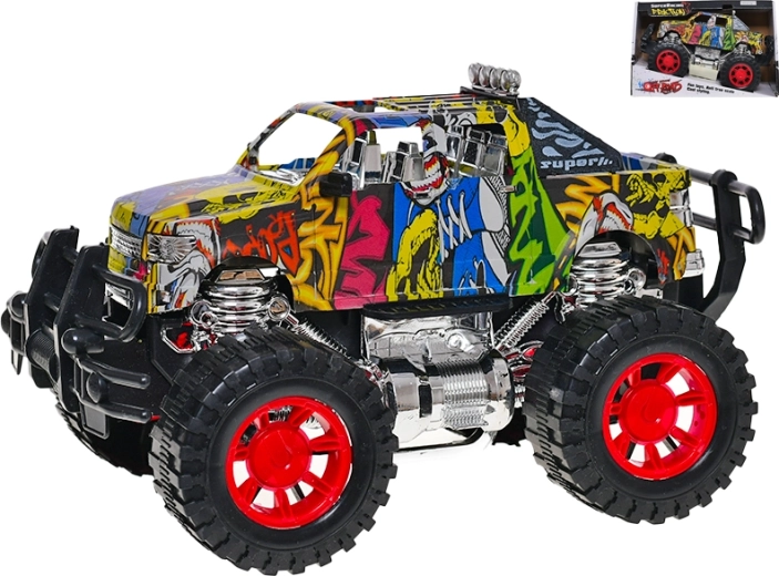 Off-road car with graffiti design 24 cm with flywheel drive
