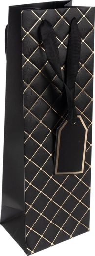 Kingituseks mõeldud paberist veinipakkekott quilt, must 12 × 9 × 36 cm