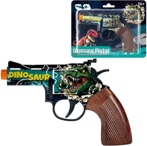Metallist kapslirevolver dinosauruse motiiviga