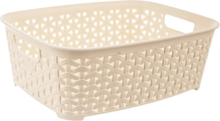 Plastkorv rotangimustriga Hobby kreem 26 × 19 × 9 cm