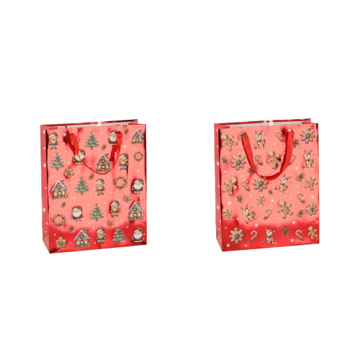 Jõulune kinkekott piparkookide motiiviga 18 × 24 × 8 cm, komplekt 12 tk