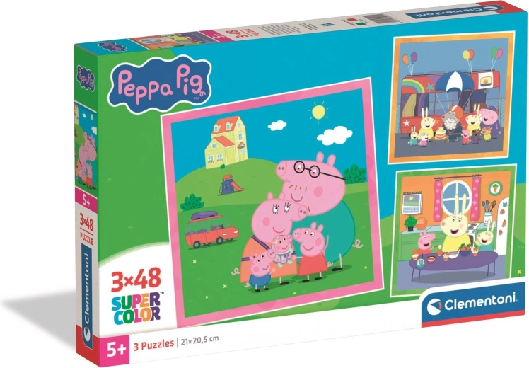 Põrsas Peppa pusle 3×48 tükki CLEMENTONI