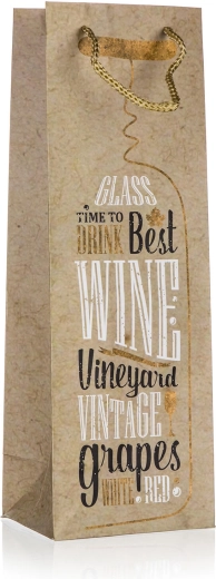 Gift bag for bottle TIME TO DRINK 12 × 35 × 9 cm