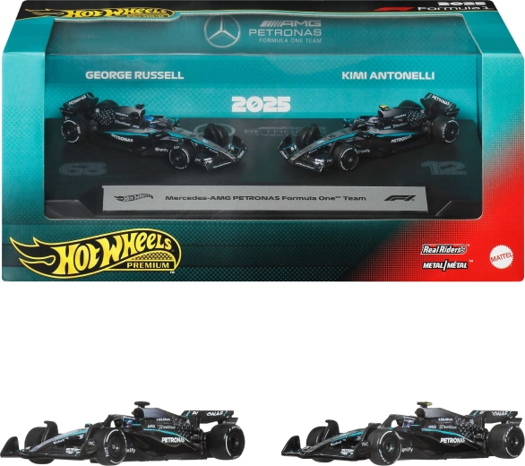 Hot Wheels Premium Vormel 1 Mercedes-AMG Petronas Kimi Antonelli ja George Russell – 2 tk