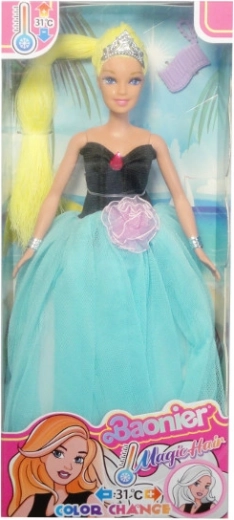 Doll with long hair that changes color in the sun
