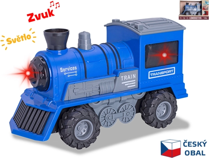 Blue locomotive with flywheel 1:16, 22.5 cm