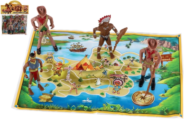 Native American Figures with Map
