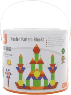 VIGA wooden flat blocks Montessori 250 pcs in a bucket