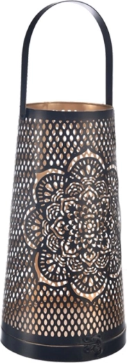 Metal Mandala Candle Holder Black-Gold 30 cm