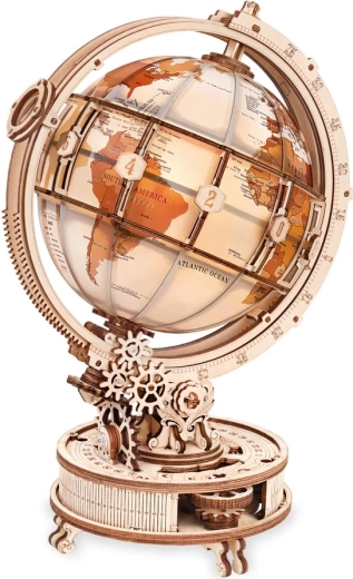 Robotime ROKR Glowing Globe – 3D Wooden Mechanical Model Kit with Electric Drive