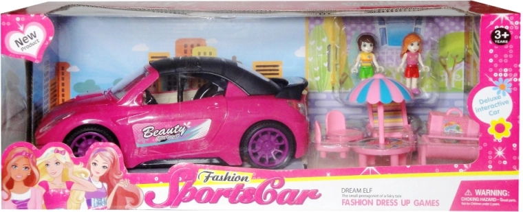 Nuku auto koos tarvikute ja 2 nukuga