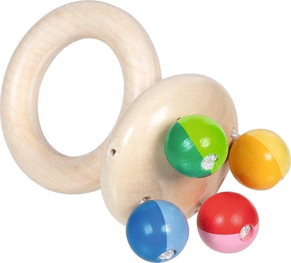 Puidust käes kõristi Touch ring rattle rainbow – 1 tk