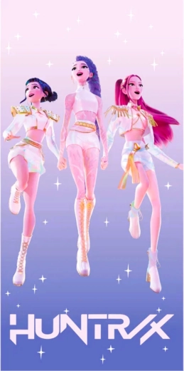Laste puuvillane rannalina K-Pop Demon Hunters Huntrix 70 × 140 cm