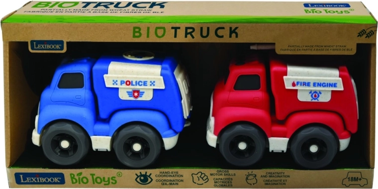 Lexibooki bioplastist politsei- ja tuletõrjeauto komplekt 18 cm