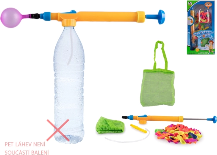 Water balloons with bottle pump, set of 120 pcs
