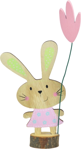 Wooden decoration bunny on a stump 17 cm